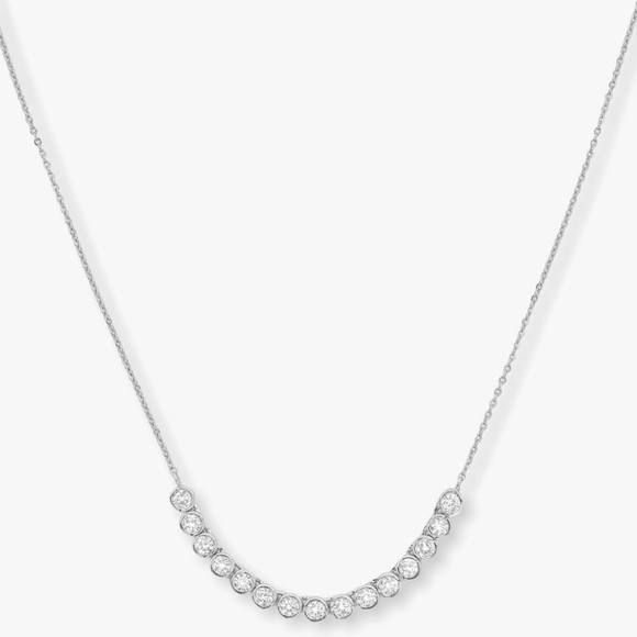 Melinda Maria Baroness Tennis Chain Necklace - Silver, New ✨️ FIRM - Picture 2 of 4